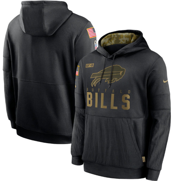 Men's Buffalo Bills Black NFL 2020 Salute To Service Sideline Performance Pullover Hoodie